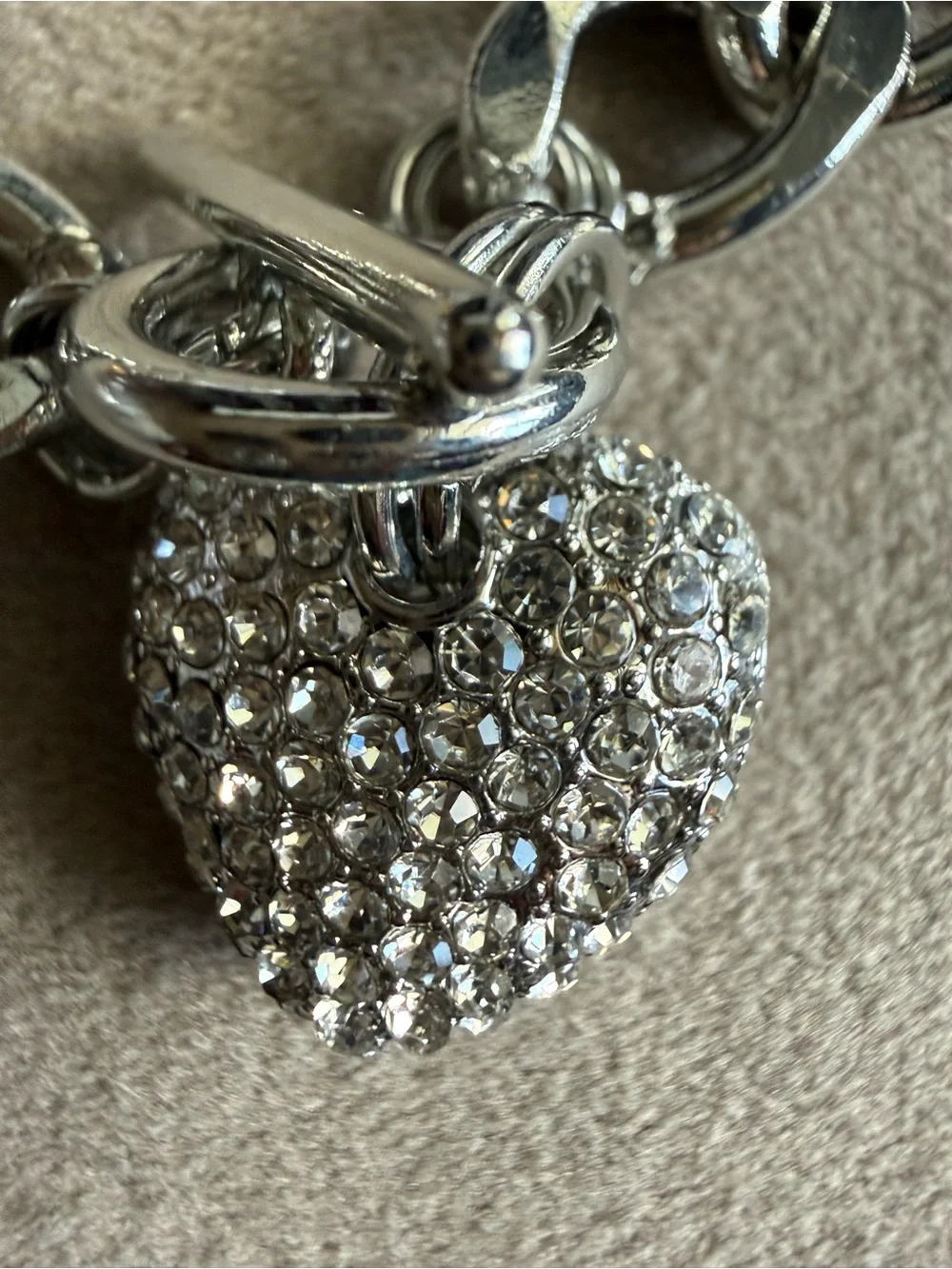 Juliet by Crystal Avenue Silver Heart Toggle Charm Bracelet